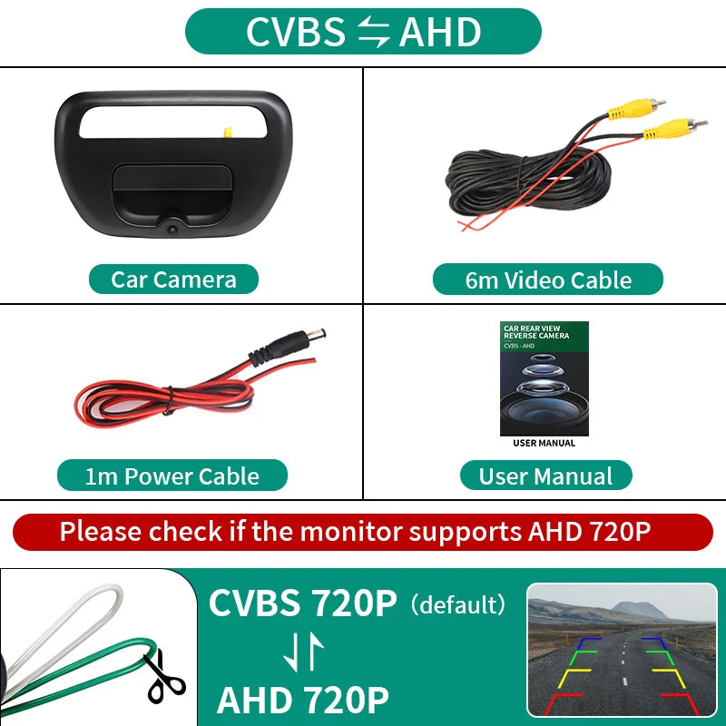 AHD 170° Pickup Tailgate Handle Camera Black For Mitsubishi-Triton L200 2005-2015 5716A031XA Car Rear View Backup Camera Tuck's Performance