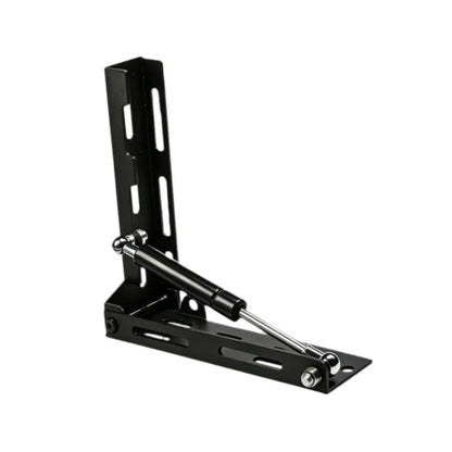 Black folding L-shaped awning bracket with gas strut