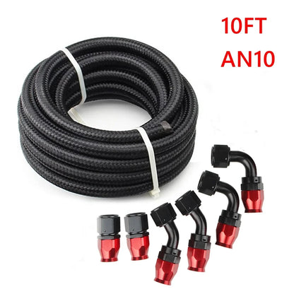 3M AN6/AN8/AN10 CPE Oil Fuel Fittings Hose End 0+45+90+180 Degree Oil Adaptor Kit AN6 Braided Oil Fuel Hose Line With Clamps Tuck's Performance