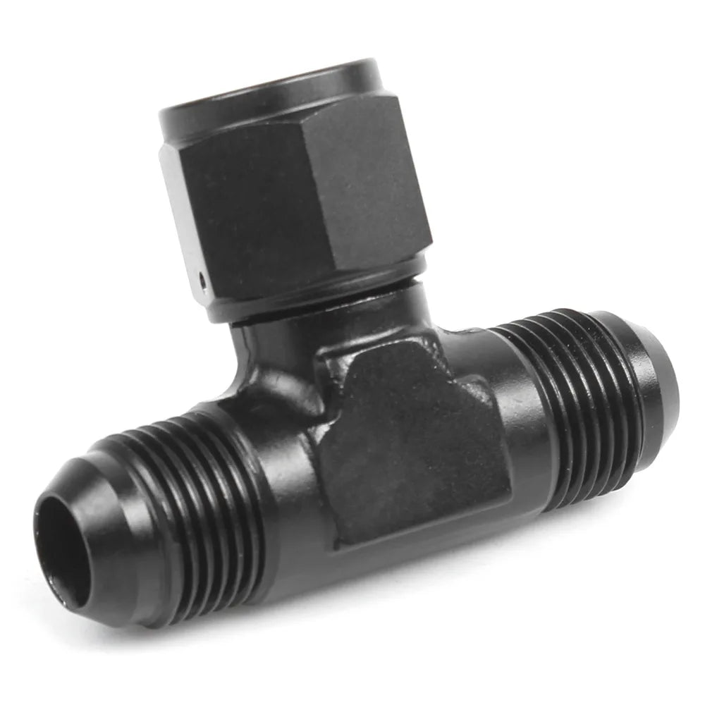 6AN AN8 AN10 Tee Block Aluminum AN6 T Fuel Hose Union Fitting Adapter Black 6 AN to 2x 6AN Tuck's Performance