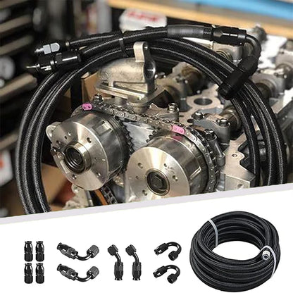 1M AN4 AN6 AN8 AN10 AN12 AN16 AN20 Universal Fuel Hose Oil Gas Cooler Line Pipe Tube Inside PTFE Nylon Stainless Steel Braided Tuck's Performance