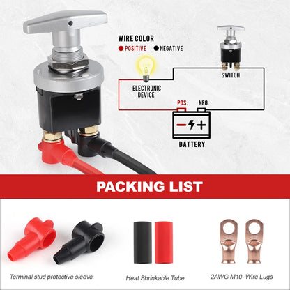 Battery Isolator Disconnector 1500A 12-48V Heavy Duty Battery Kill Mass Switch Kit Stud M10 For RV Camper Van Truck Boat Autos Tuck's Performance