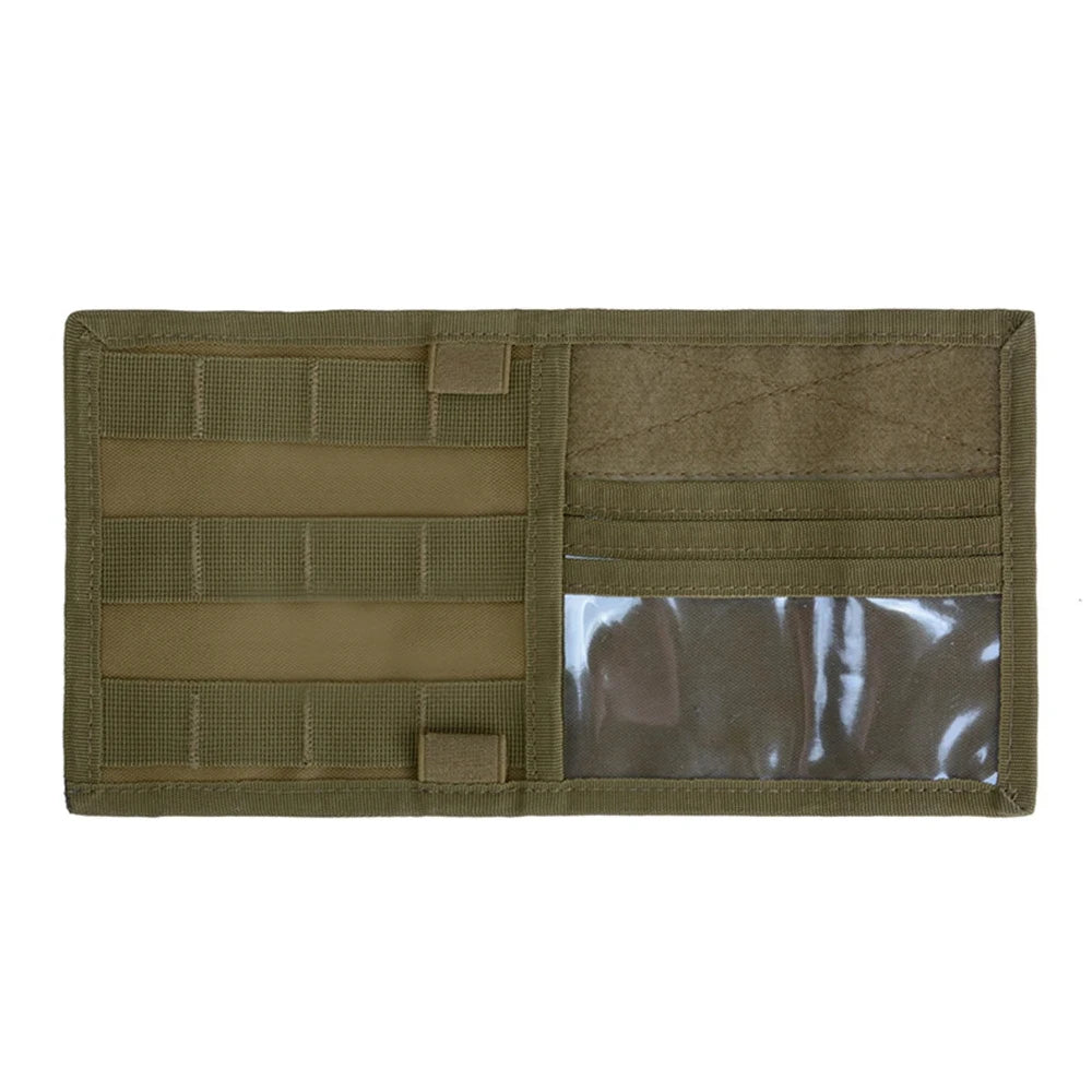 Tan sun visor pocket panel with clear card window