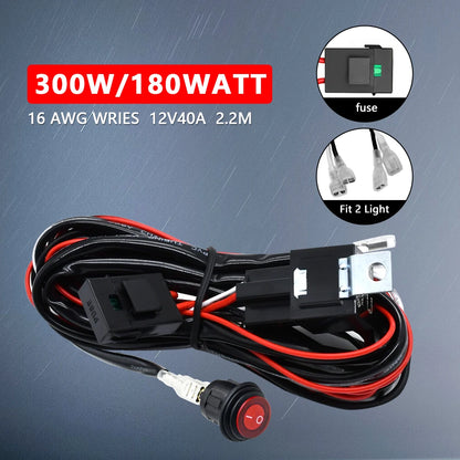 LED Light Bar Wiring Harness - 300W, Relay & Switch, 12V Tucks Performance
