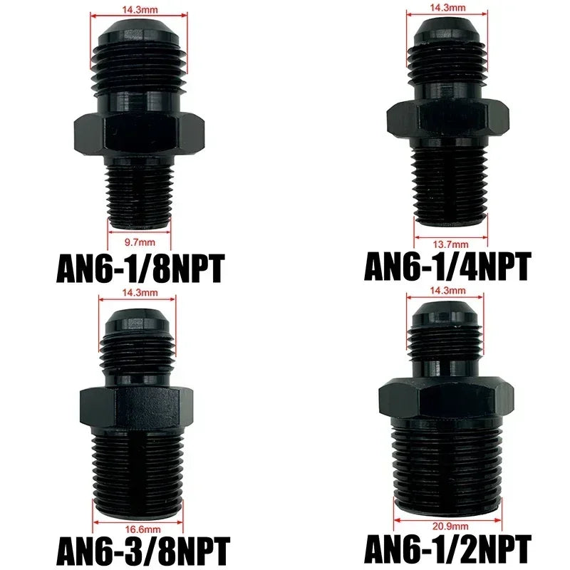 2X Flare Male AN4 AN6 AN8 AN10 AN12 To 1/4NPT 1/8NPT 3/8NPT 3/4 NPT Thread Straight Fittings Fuel Oil Cooler Hose Pipe Adapter Tuck's Performance