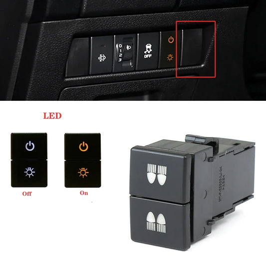 1PC Car Dual Key Switch Dual Switch Radar Tailgate Power LED Headlight Switch Button for ISUZU D-MAX 21-23 Tuck's Performance