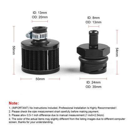 Billet Valve Cover Oil Cap Breather Fitting With Filter for LSX LS1 LS6 LS2 LS3 LS7 Tuck's Performance