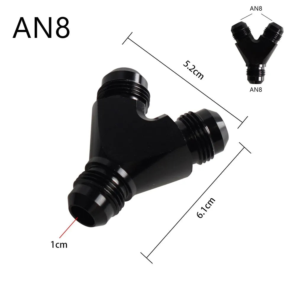 High Quality AN4 AN6 AN8 AN10 Y Adapter Block Male Thread Fuel Hose Fitting Adapters Tee Oil Pipe Joint Universal Aluminium Tuck's Performance