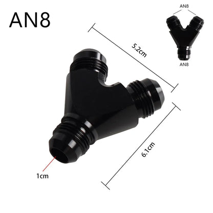 High Quality AN4 AN6 AN8 AN10 Y Adapter Block Male Thread Fuel Hose Fitting Adapters Tee Oil Pipe Joint Universal Aluminium Tuck's Performance