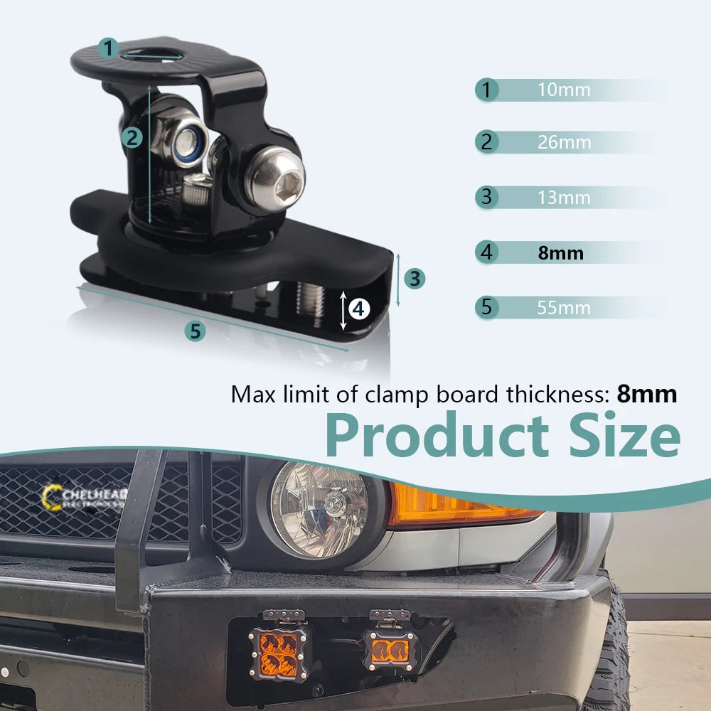 Universal LED Work Light Hood Mount Brackets - Pair image 3