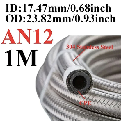 Stainless Braided CPE Fuel & Oil Hose | AN4 to AN12 | 1 to 6 Metre Tucks Performance