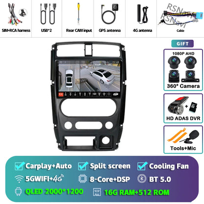 Android 16 Carplay Auto 2K Screen Car Radio Multimedia Player For Suzuki Jimny 3 2005 - 2019 Autoradio GPS Stereo 2din Head Unit Tuck's Performance