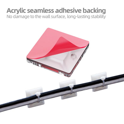 50/100/150pcs Nylon Self-Adhesive Cable Ties Mount Wire Fasten Organizer Fixers Easy Cable Management System Reusable Durable Tuck's Performance