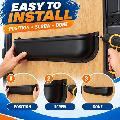 Installing the door storage tray in three steps