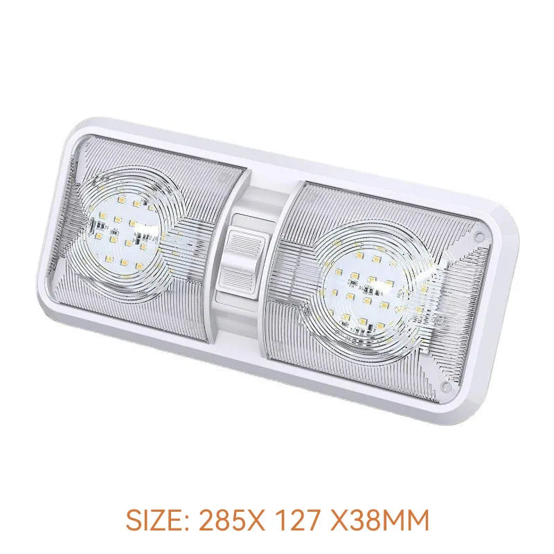12V/24V LED dome light - double, clear lens