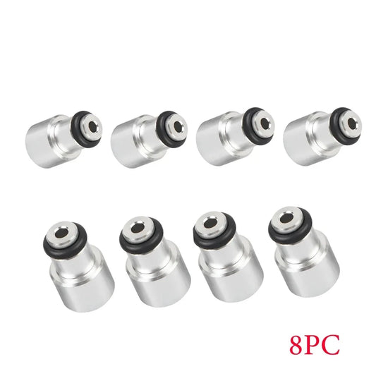 8Pcs Silver LS3 LS7 LS9 L76 Aluminum Shorty Fuel Injector Adapter Spacer to LS2 Intake Fuel Rail FP-1102 Tuck's Performance
