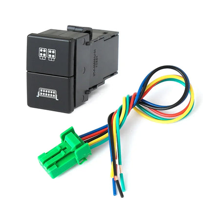 1PC Car Dual Key Switch Dual Switch Radar Tailgate Power LED Headlight Switch Button for ISUZU D-MAX 21-23 Tuck's Performance