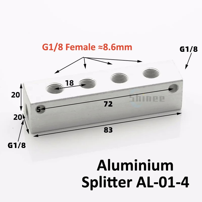 Aluminium Splitter 1/8" 1/2" BSP Internal Thread Port 2 3 4 5 6 7 8 9 10 Way 1/4 Pneumatic Air Manifold Distributor Connector Tuck's Performance