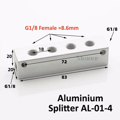 Aluminium Splitter 1/8" 1/2" BSP Internal Thread Port 2 3 4 5 6 7 8 9 10 Way 1/4 Pneumatic Air Manifold Distributor Connector Tuck's Performance