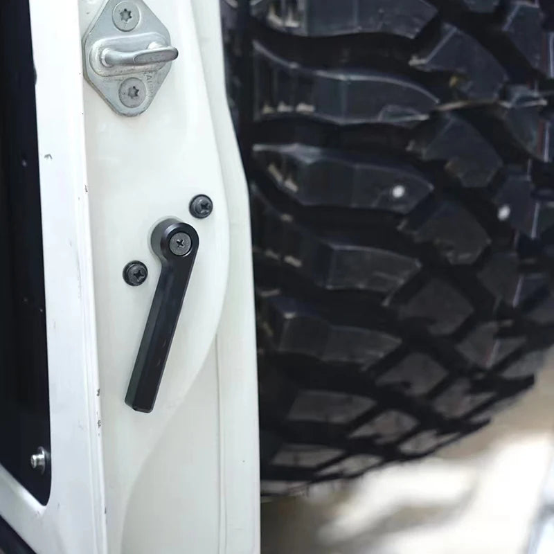 Black rear door handle fitted to LandCruiser barn door