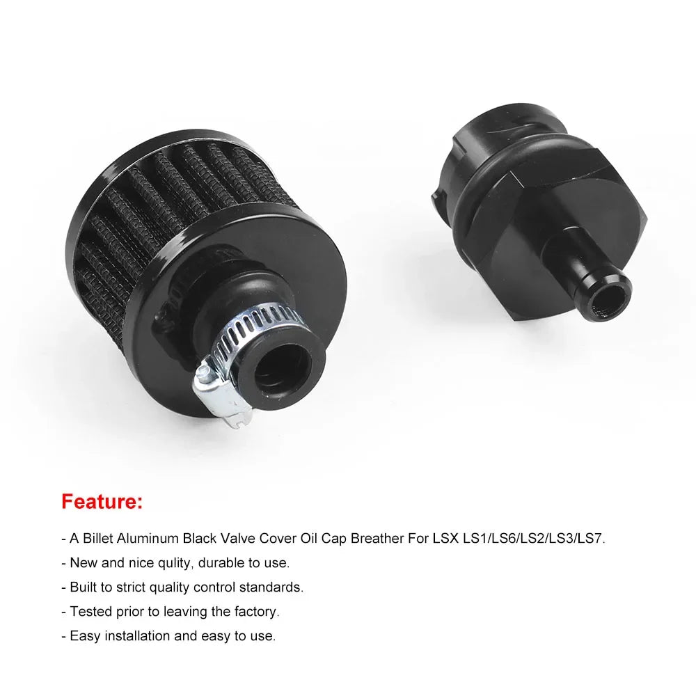 Billet Valve Cover Oil Cap Breather Fitting With Filter for LSX LS1 LS6 LS2 LS3 LS7 Tuck's Performance