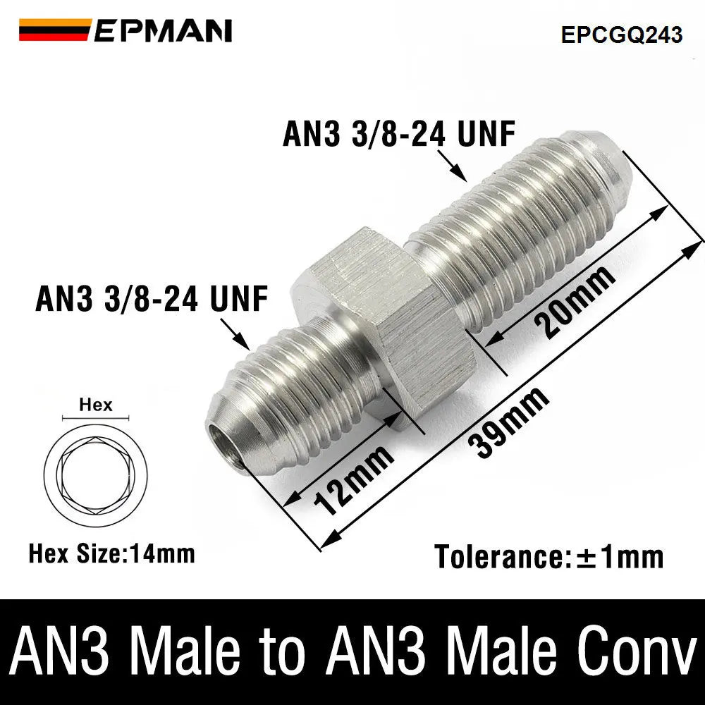 EPMAN Inverted Flare Fitting Turbo Oil Feed Adapter To Male AN3 AN4 Stainless Steel 304 EPCGQ161 Tuck's Performance