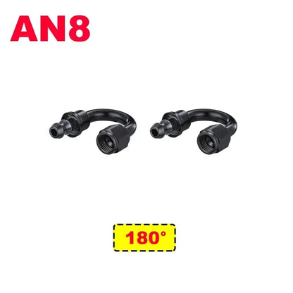 2X 4AN 6AN 8AN 10AN 12AN Oil Fuel Cooler Push-On Hose Fittings 0 45 90 180 Degree Push Lock Rubber Tube End Adapter Aluminum Tuck's Performance
