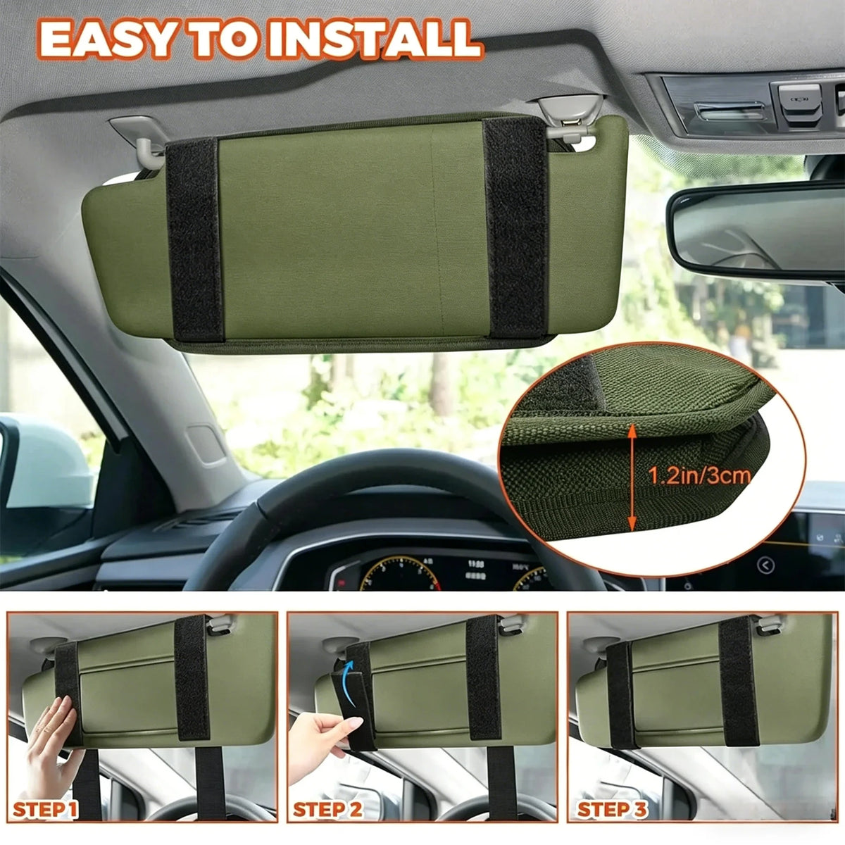 How to install the sun visor organiser with elastic straps