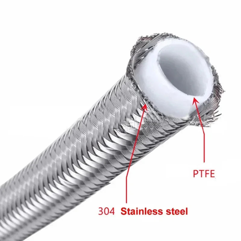 1M/3M/4M/6M AN3 AN4 AN6 AN8 AN10 Racing Hose 304 Stainless Steel Braided PTFE Brake Hose E85 Fuel Oil Line Oil Cooler Hose Pipe Tuck's Performance