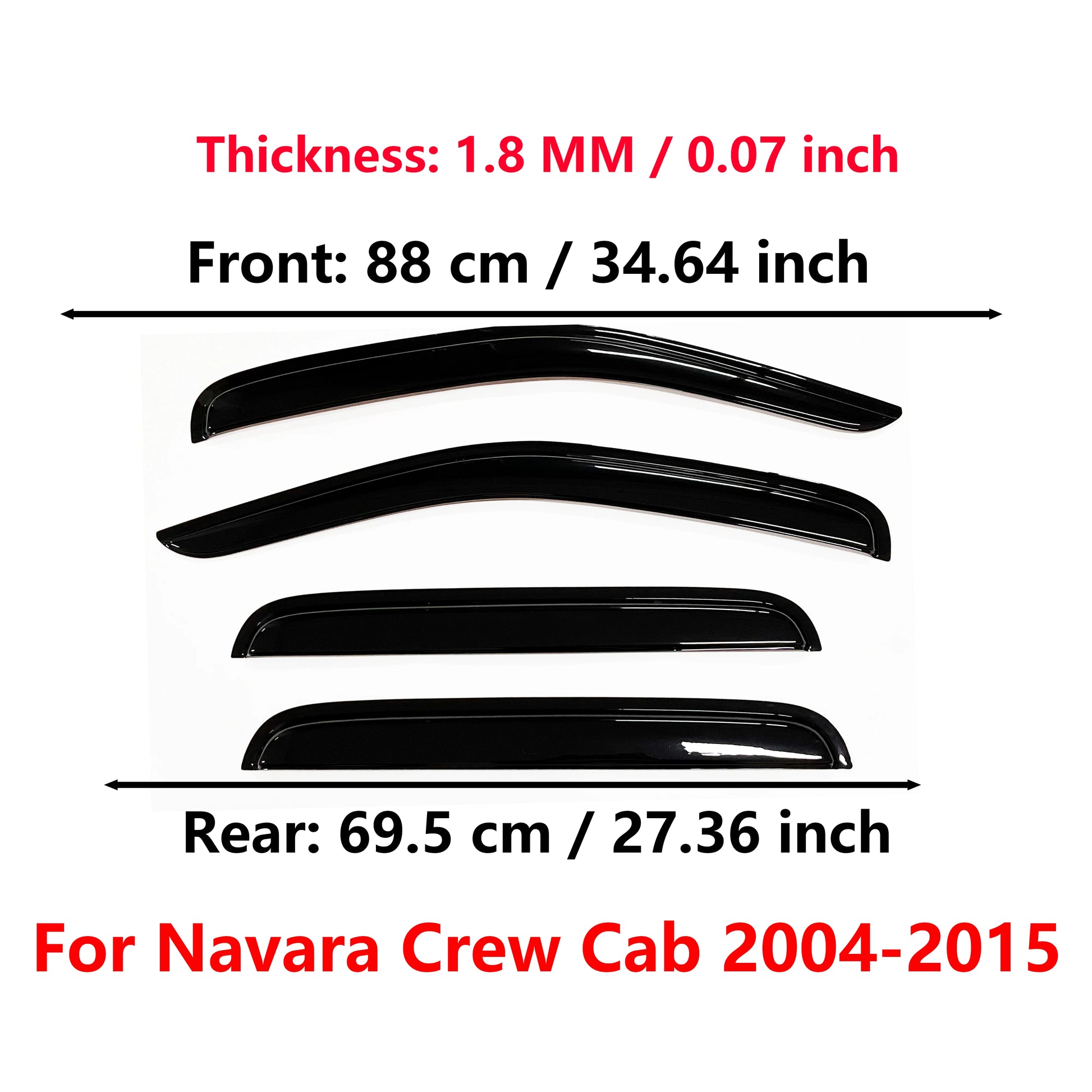 Window Visor for Nissan Navara 2004-2015 Double Cab | 4pcs Rain Guard Wind Deflector | Car Weather Shield Accessory Tuck's Performance