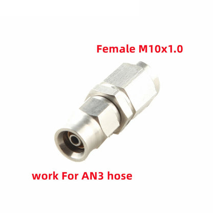 Straight AN3 PTFE hose end to M10 x 1.0 female