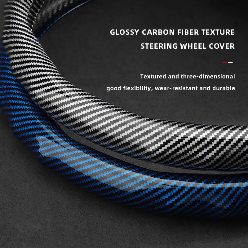 Suitable for Suzuki Carbon Fiber Texture Steering Wheel Cover Snap-On Wave-Shaped Sports Design Protective Case Alto S-Presso Celerio Ignis Swift Dzire Baleno Fronx Vitara E Vitara Grand S-Cross Jimny Xl7 Tuck's Performance