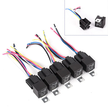 Waterproof Automotive Relay 12v 5pin 40a Car Relay With Black Red Copper Terminal Auto Relay With Relay Socket 1pc Tuck's Performance