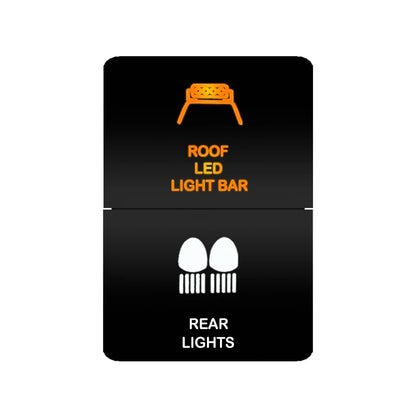 Dual push switch roof LED light bar and rear lights