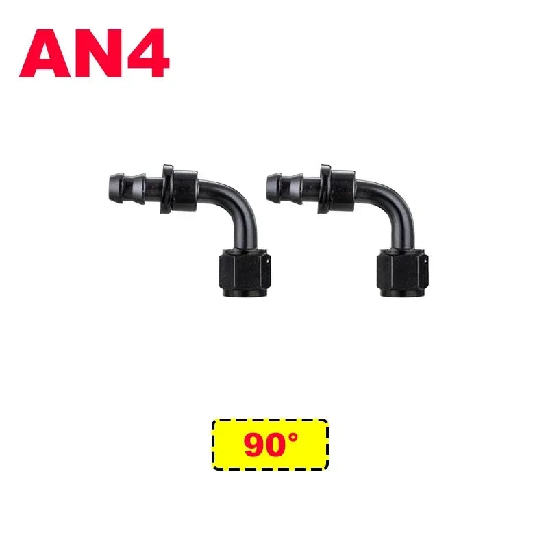 2X 4AN 6AN 8AN 10AN 12AN Oil Fuel Cooler Push-On Hose Fittings 0 45 90 180 Degree Push Lock Rubber Tube End Adapter Aluminum Tuck's Performance