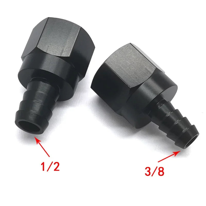 Black Straight Aluminum AN6 AN8 AN10 Female Flare to 3/8 1/2 Barb Push Hose Barb Fitting Adapter Oil Cooler Adapter Tuck's Performance