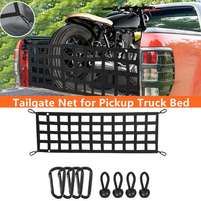 Black Heavy Duty Cargo Net PVC Webbing Truck Pickup Net SUV Van Cargo Safetyweb Control Net For Tailgate Car Modification Parts Tuck's Performance