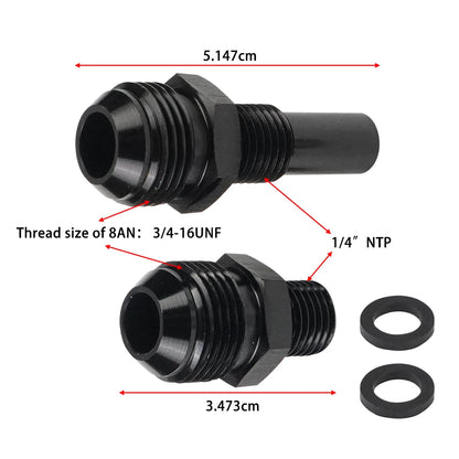 4L80E 6AN X 1/4NPS 8AN Male Flare to 1/4 NPS Transmission Cooler Adapter Fittings Front and Rear Port For GM 1997-2007 Tuck's Performance