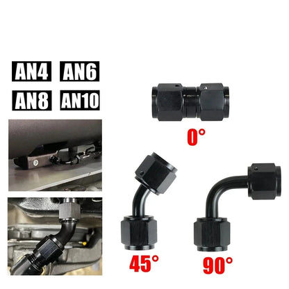 4AN 6AN 8AN 10AN Female to AN Female Union Straight 0 45 90 Degrees Swivel Hose End Fitting Adaptors Aluminum Oil Fuel Connector Tuck's Performance