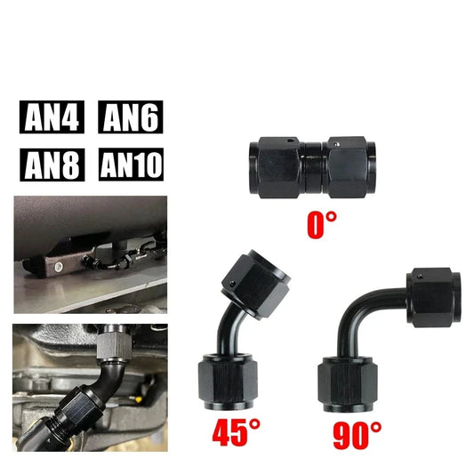 4AN 6AN 8AN 10AN Female to AN Female Union Straight 0 45 90 Degrees Swivel Hose End Fitting Adaptors Aluminum Oil Fuel Connector Tuck's Performance