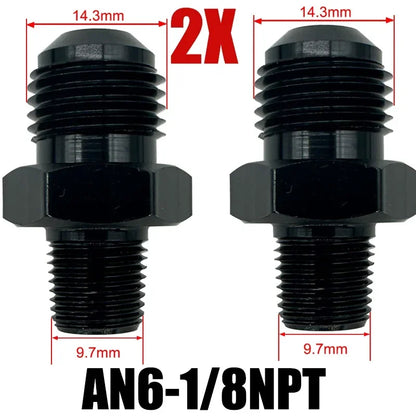 2X Flare Male AN4 AN6 AN8 AN10 AN12 To 1/4NPT 1/8NPT 3/8NPT 3/4 NPT Thread Straight Fittings Fuel Oil Cooler Hose Pipe Adapter Tuck's Performance