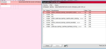 Pajero door rubber right