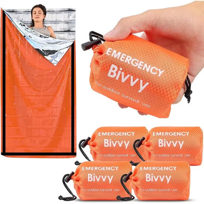 Emergency bivvy thermal survival sleeping bag - orange with stuff sacks