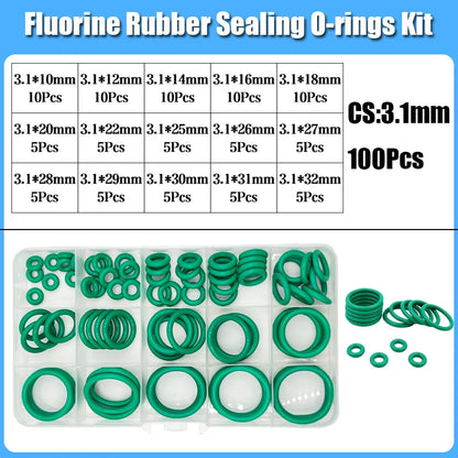 250s Green FKM O Ring Sealing Gasket Heat Resistance High Hardness Corrosion CS 1/1.5/2/2.4/3.1 Fluorine Rubber Seal O-rings Kit Tuck's Performance