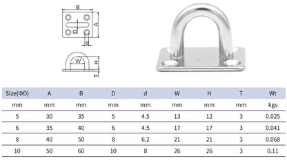 U-shaped hook profile showing load-bearing shape