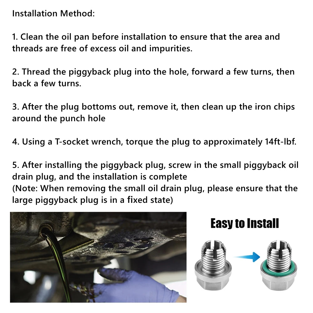 M12.1x1.25/1.5/1.75 M14.1 M16.1 M18.1x 15mm Oil Drain Plug Oversize Piggyback Self Tapping Oil Pan Thread Repair Kit Tuck's Performance
