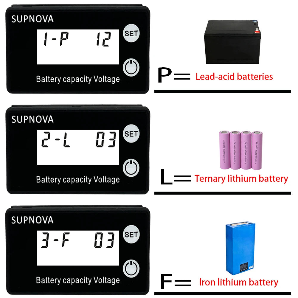 3S-20S DC Battery Voltmeter DC 8V-100V Capacity Indicator Power Meter Lithium LiFePO4 lead-acid cell 12V 24V 48V 60V 72V 84V Tuck's Performance