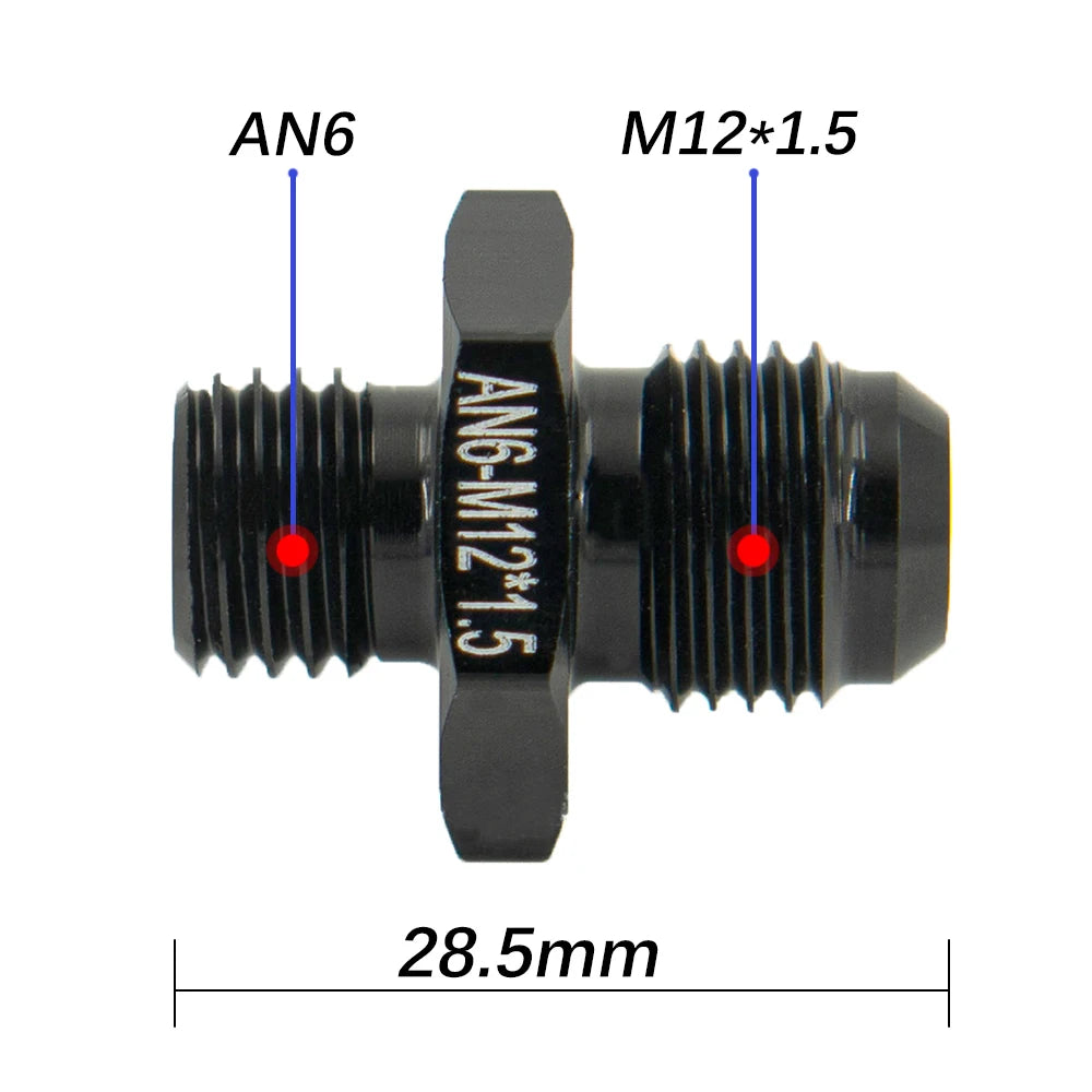 Universal Male 6AN AN6 to M10 M12x1.25/1.5, AN6 TO m16 M14x1.5, AN6 TO 1/4 3/8 1/2 npt Metric straight fitting Tuck's Performance