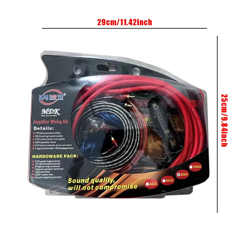 8GA Car Amplifier Wiring Kit with RCA Lead and 60A Fuse - product image 2