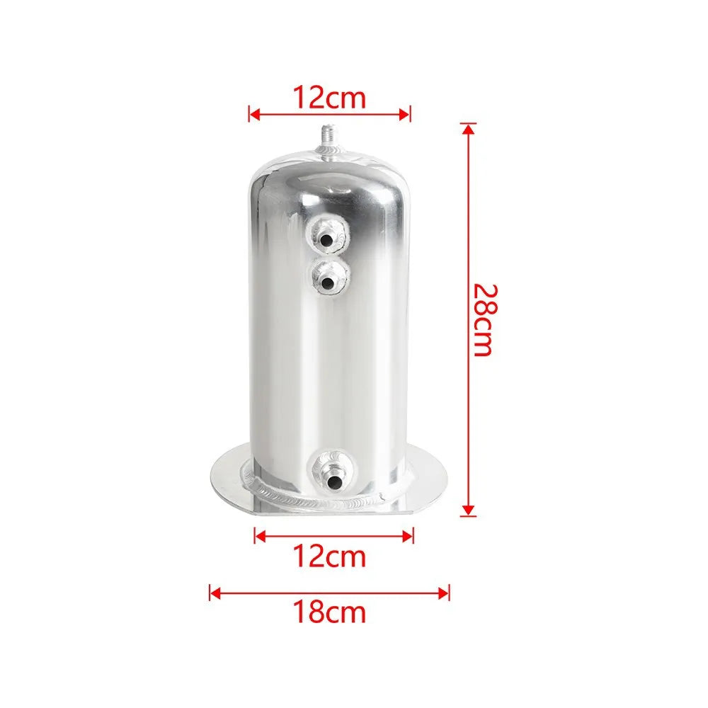 Universal 2.5L Fuel Surge Tank with Swirl Pot AN6 Out AN8 Dome Oil Catch Can Tank Aluminium Alloy Silver Polished Tuck's Performance